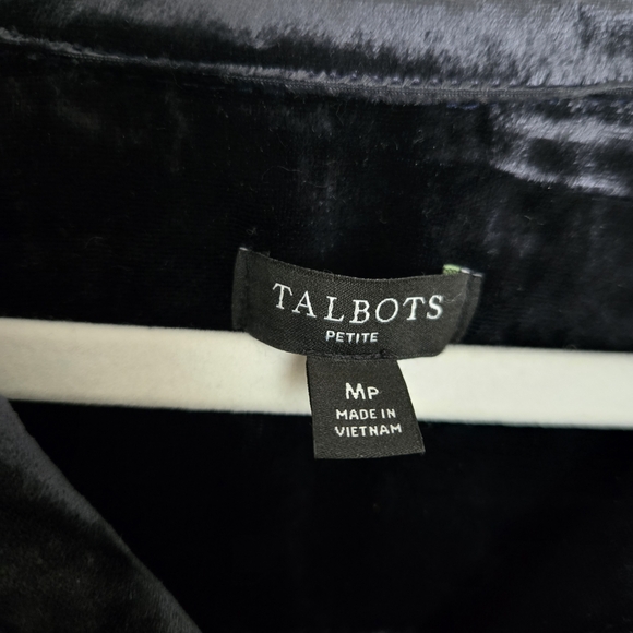 Talbots Midnight Blue Crushed Velvet Holiday Longsleeve Blouse - Picture 3 of 5